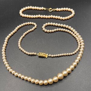 Vintage Cream Pearl Necklace and Bracelet Set